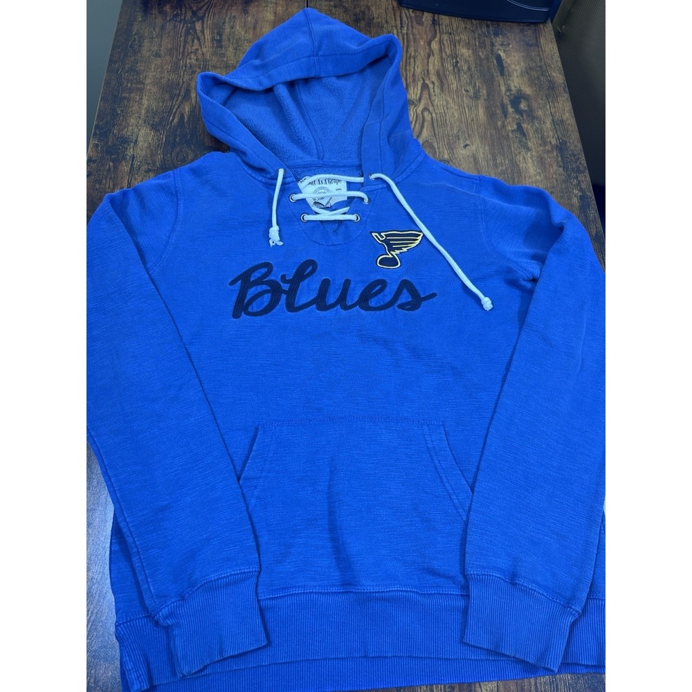Women's St Louis Blues Hoodie Medium Blue NHL Hockey Lace Up Pullover Sweatshirt